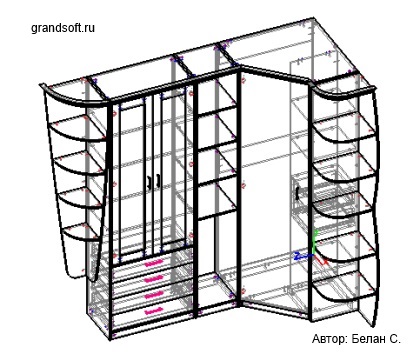 примеры работ Базис-Мебельщик: проект углового шкафа с дверцами